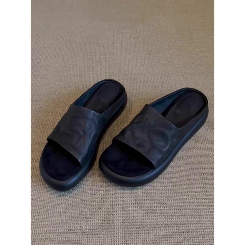 Sheepskin version~ thick-soled slippers for women's wear, new high-end sense, beautiful and versatile, summer with skirts, cool slippers