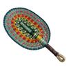 Vintage Seagrass Woven Fan Colorful Striped Patterns Summer Cooling Fan  Home Decoration