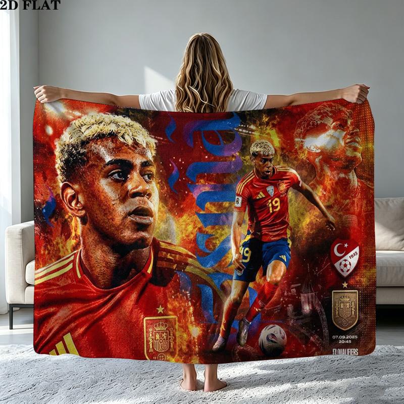 Lamine Yamal Print Flannel Blanket High Quality Warm Comfortable Cover for All Seasons Perfect for Gifts Home Decor
