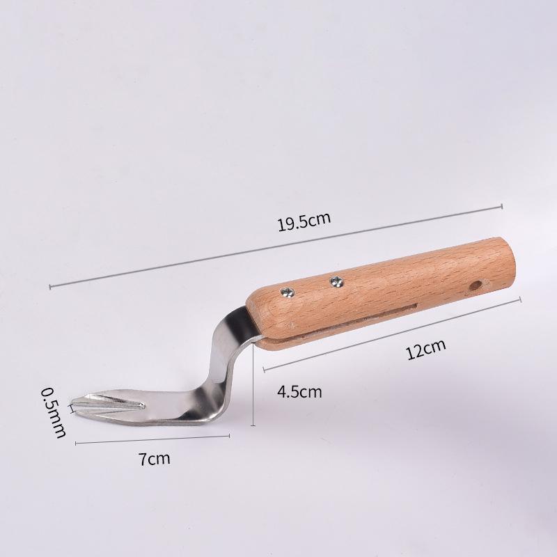 1 Stück Langer Holzgriff Edelstahl Gartenunkrautstecher Hand-Unkrautentferner Cutter Abzieher Werkzeuge Multifunktions-Unkrautstecher Pikierer