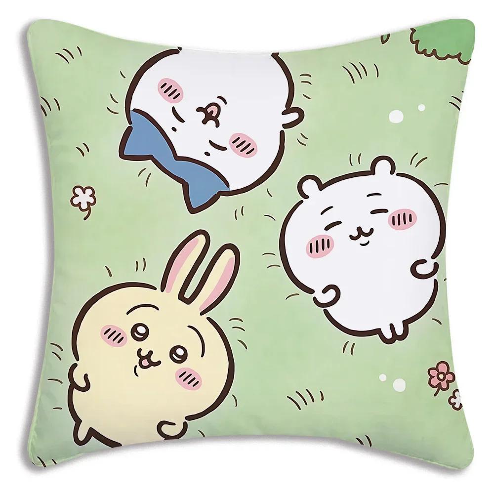 ChiikawaS Pillow Covers Cartoon Sofa Decorative Home Double-sided Printing Short Plush Cute Cushion CoverLJA,(6) 30x30cm