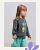 2025 Winter Kids' Fleece-Lined Cartoon Sweatshirt - Round Neck, Long Sleeve for Boys & Girls