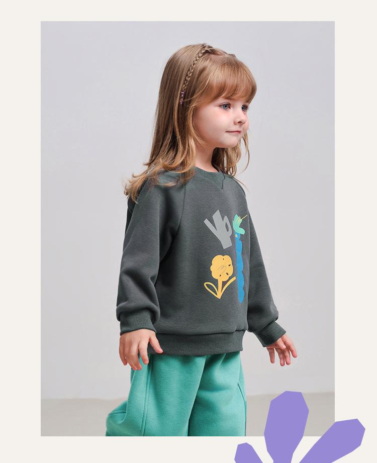 2025 Winter Kids' Fleece-Lined Cartoon Sweatshirt - Round Neck, Long Sleeve for Boys & Girls