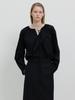 RRACE Shirring Round-Neck Blouse_Black
