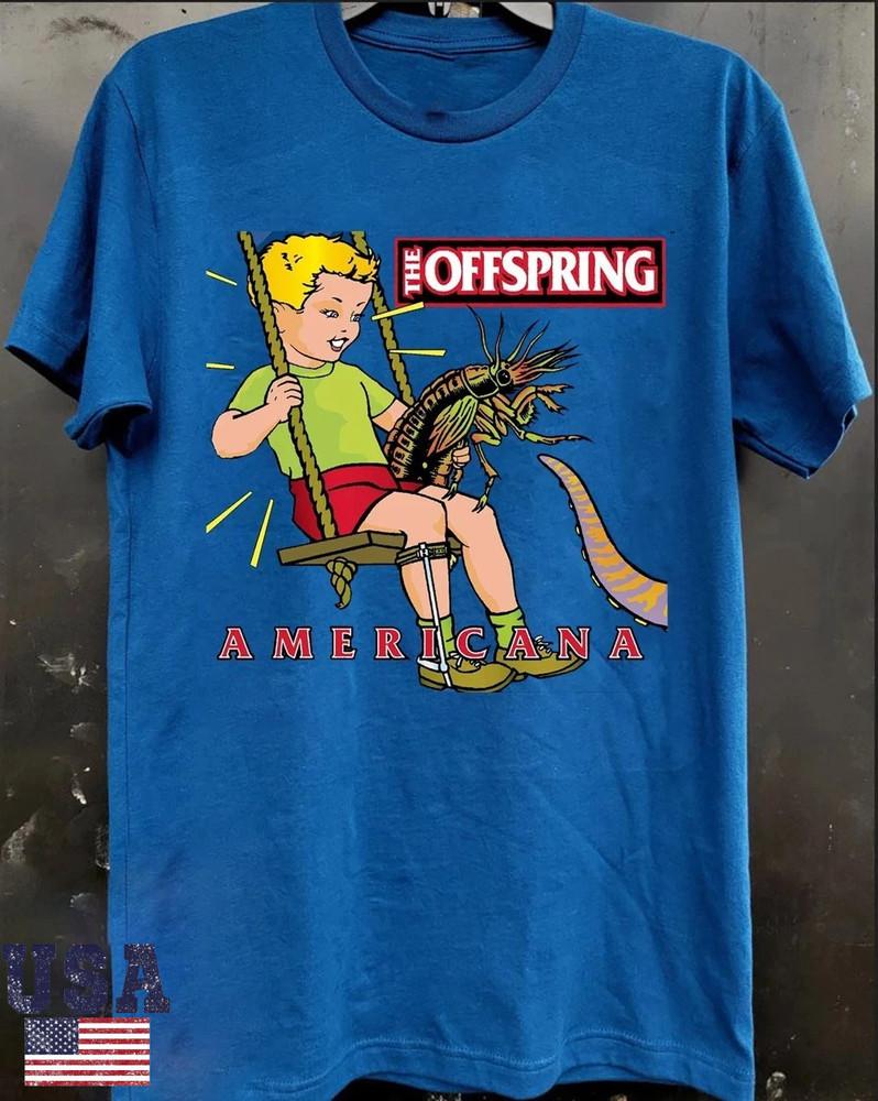 Offspring Americana Графичная Футболка с Логотипом Группы Панк-Рок Винтажное Искусство Альбома Синяя Рубашка Унисекс Футболка XL