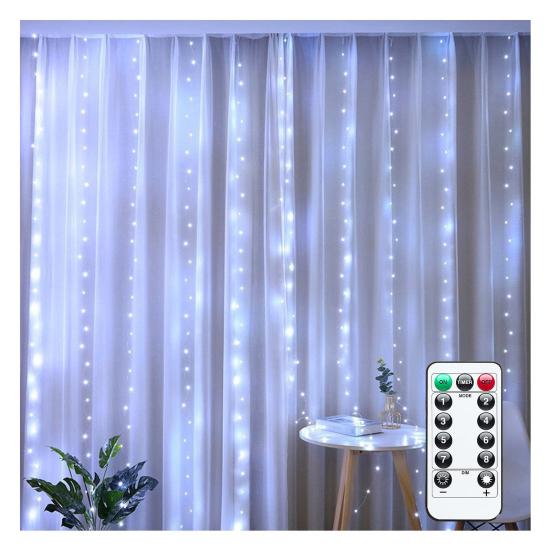 300 LED Fairy Curtain Lights 9.8ft x 9.8ft Window Wall Hanging String Light USB Powered Curtain Light for Bedroom Backdrop Wedding Party Indoor Decor