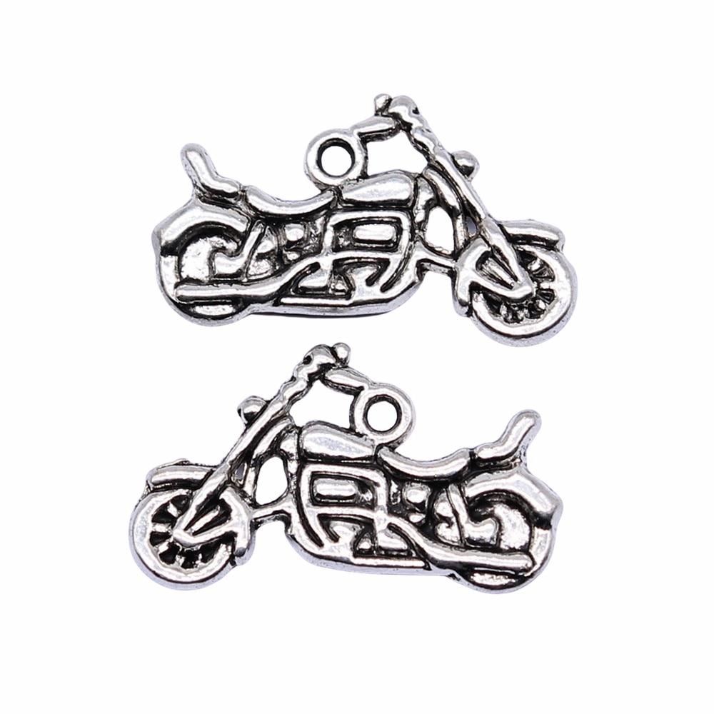 

10 шт. Мотоциклетные подвески Подвески Антикварный серебристый цвет цинкового сплава 24X15 мм