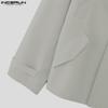 INCERUN Men Notched Lapel Long Sleeve Jackets Casual Loose Cargo Coats