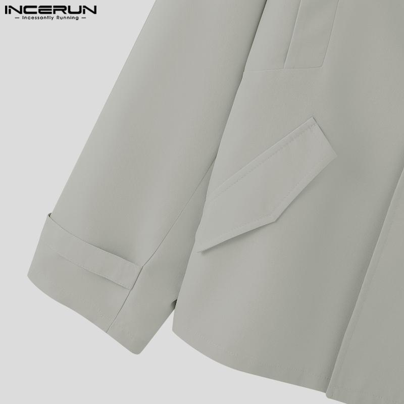 INCERUN Homens Lapela Entalhada Manga Comprida Casacos Casuais Soltos Cargo Casacos