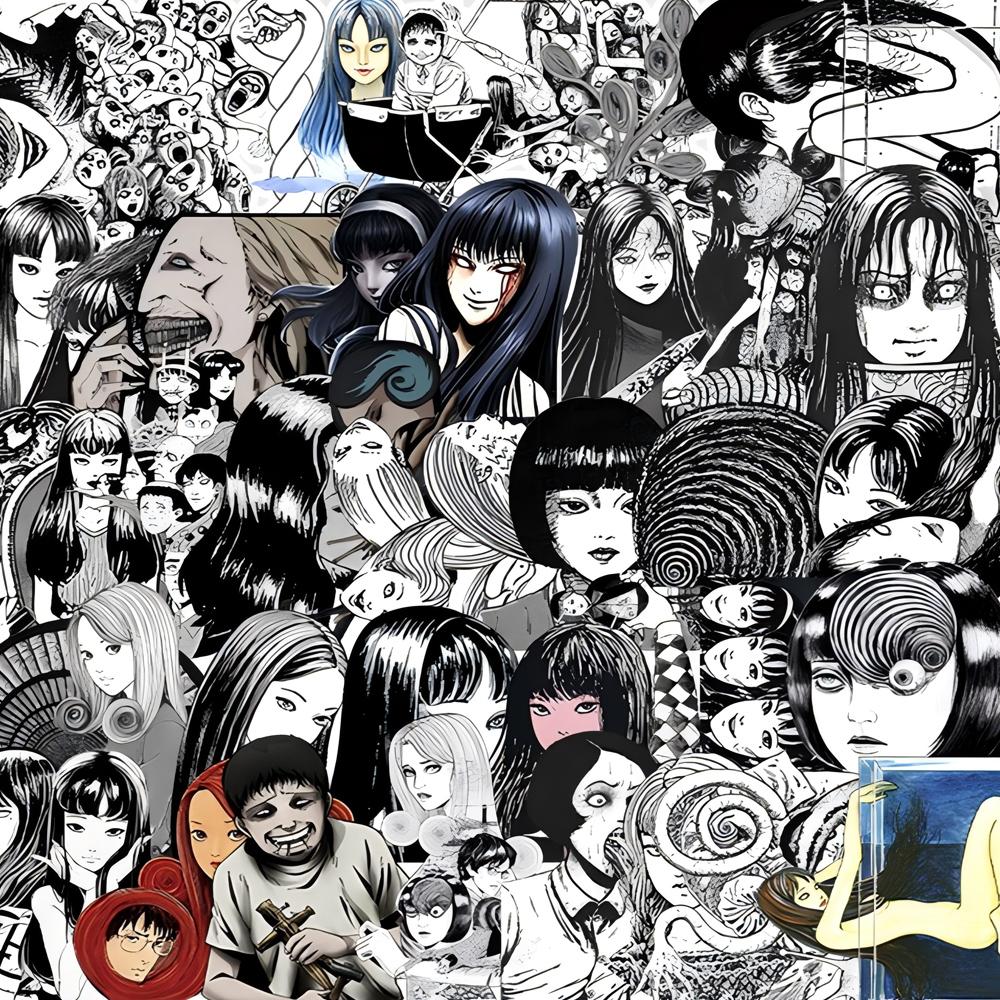 10/30/50pcs Horror Anime Tomie Stickers Cool Junji Ito Decals DIY Luggage Scrapbook Journal Black White Manga Sticker
