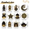 24pcs Ramadan Eid Mubarak Hanging Ornaments, Black Golden Star Moon Lantern, Wooden Islamic Festival Decor, Eid Al-Fitr Home Wall Decorations