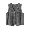 Women's 100% Pure Cashmere Thickened V-neck Cable Knit Cardigan Vest for Autumn/Winter