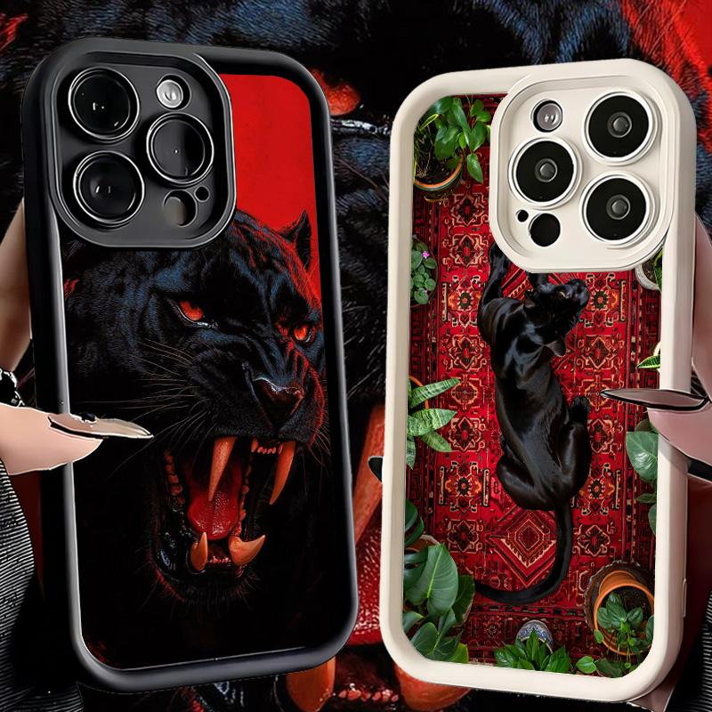 Phone Case for iPhone 17 Air 16E 15 16 Pro Max Black Panther Cool Animal Cover 14 Plus 13 12 Mini Soft Shell Silicone Fundas