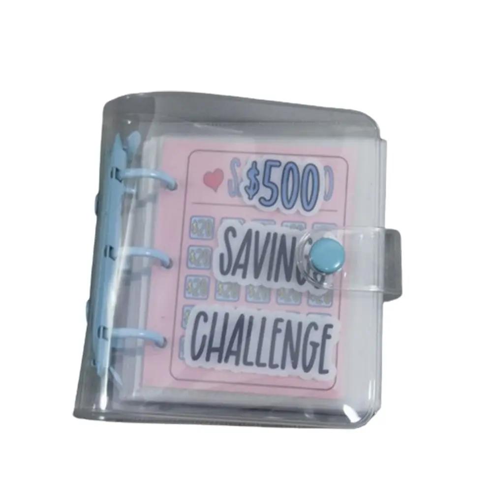 Mini Money Saving Binder PVC Cash Envelopes Mini Budget Binder $150/300/500/1000 Durable Savings Challenges Book