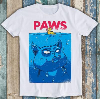 Paws Jaws Cat Kitten Duck Anime Poster Parody Funny Meme Gift Tee T Shirt M1416