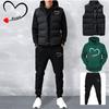 Men Casual Sets Vest + Hoodies + Pants 3 Piece Tracksuit Male Sportswear Set