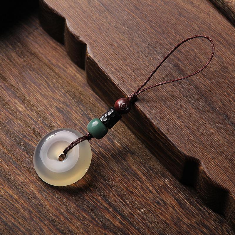 Naturlig Isagat Kalcedon Fredsspänne Hänge Nyckelring - Unisex Accessoar i Antik Stil