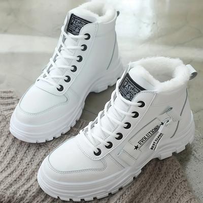 Designer Sneakers for Women Casual High Top Shoes Womens 2024 Winter Plush Lined Warm Shoes Thick Lace-up Sports Shoes Size 43