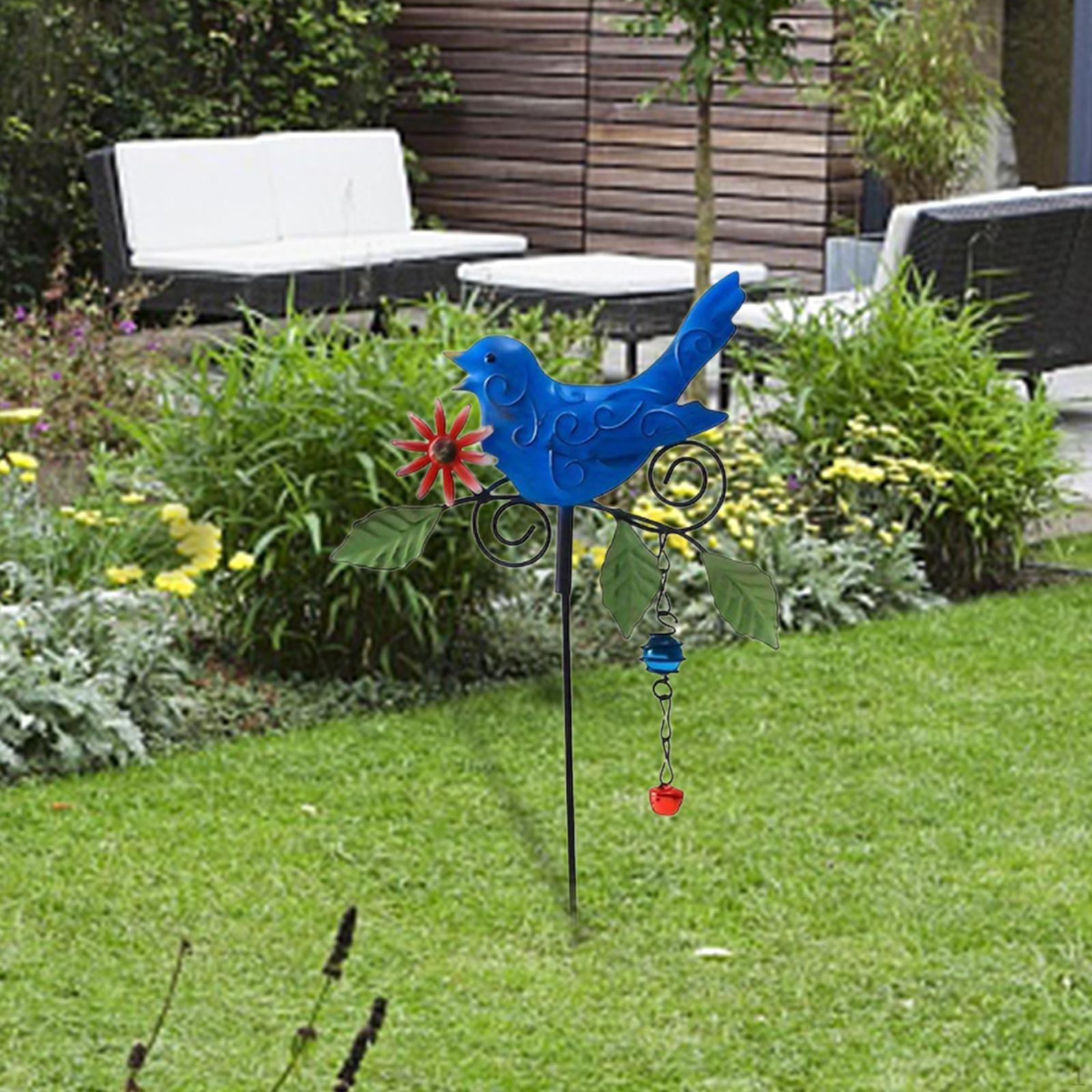

Металевий пташиний садовий кілок Вітровий дзвінок Декоративна табличка для внутрішнього дворика Шарм Газон, орнамент для двору, птах синій
