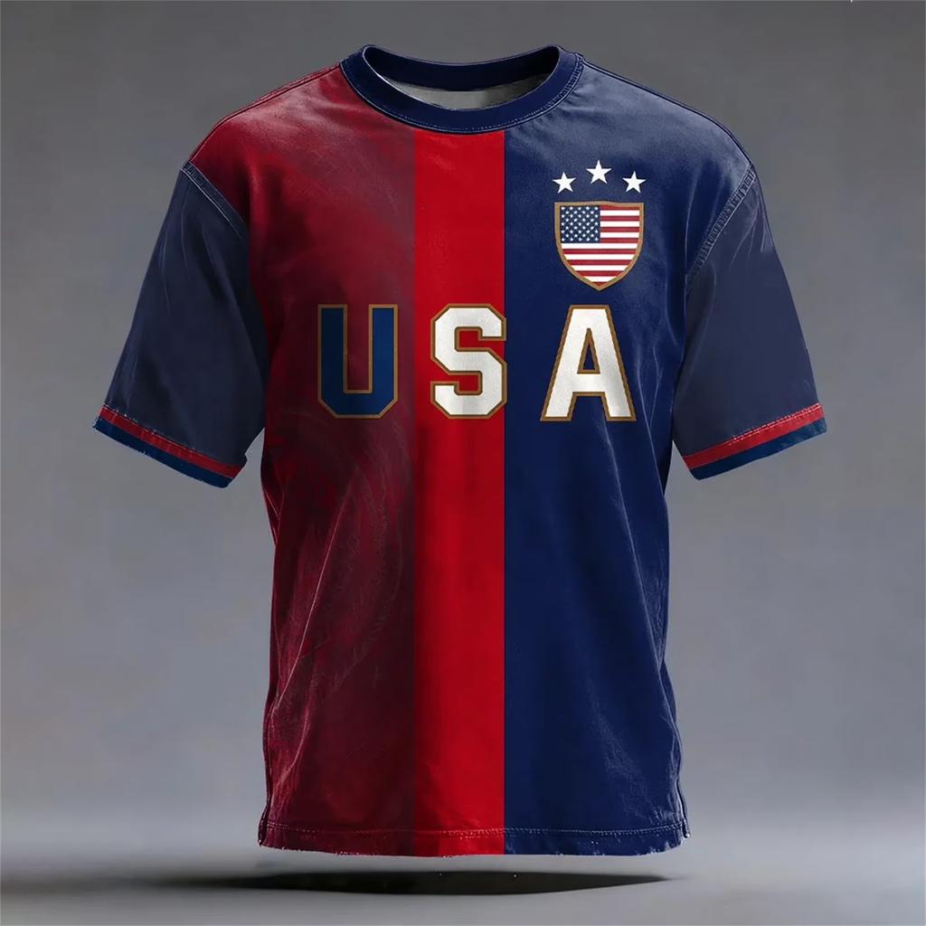 Men's Classic Crewneck T-Shirt with USA Football Print and Short Sleeves Suitable for Sports and Casual Wear Comfortable Fit