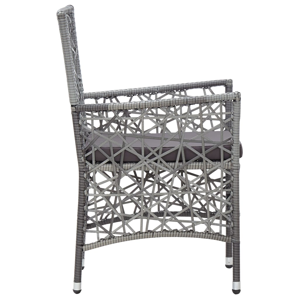 7 Piece Outdoor Dining Set Grey Poly Rattan