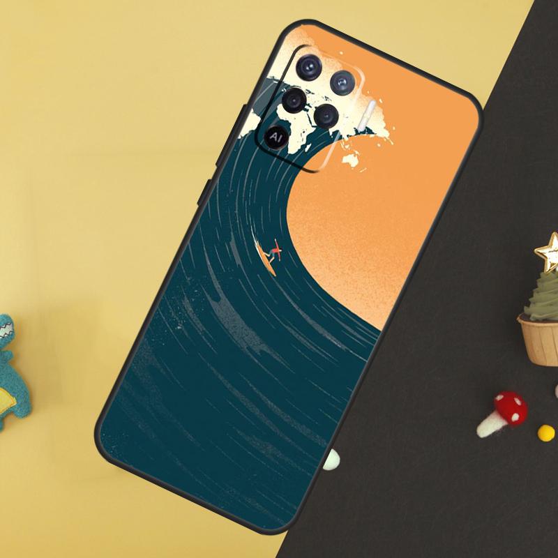 Surfing Wave For OPPO A57S A53S A54S A98 A78 A58 A79 A15 A17 A77 A16 A76 A96 A52 A72 A5 A9 A94 A74 Case