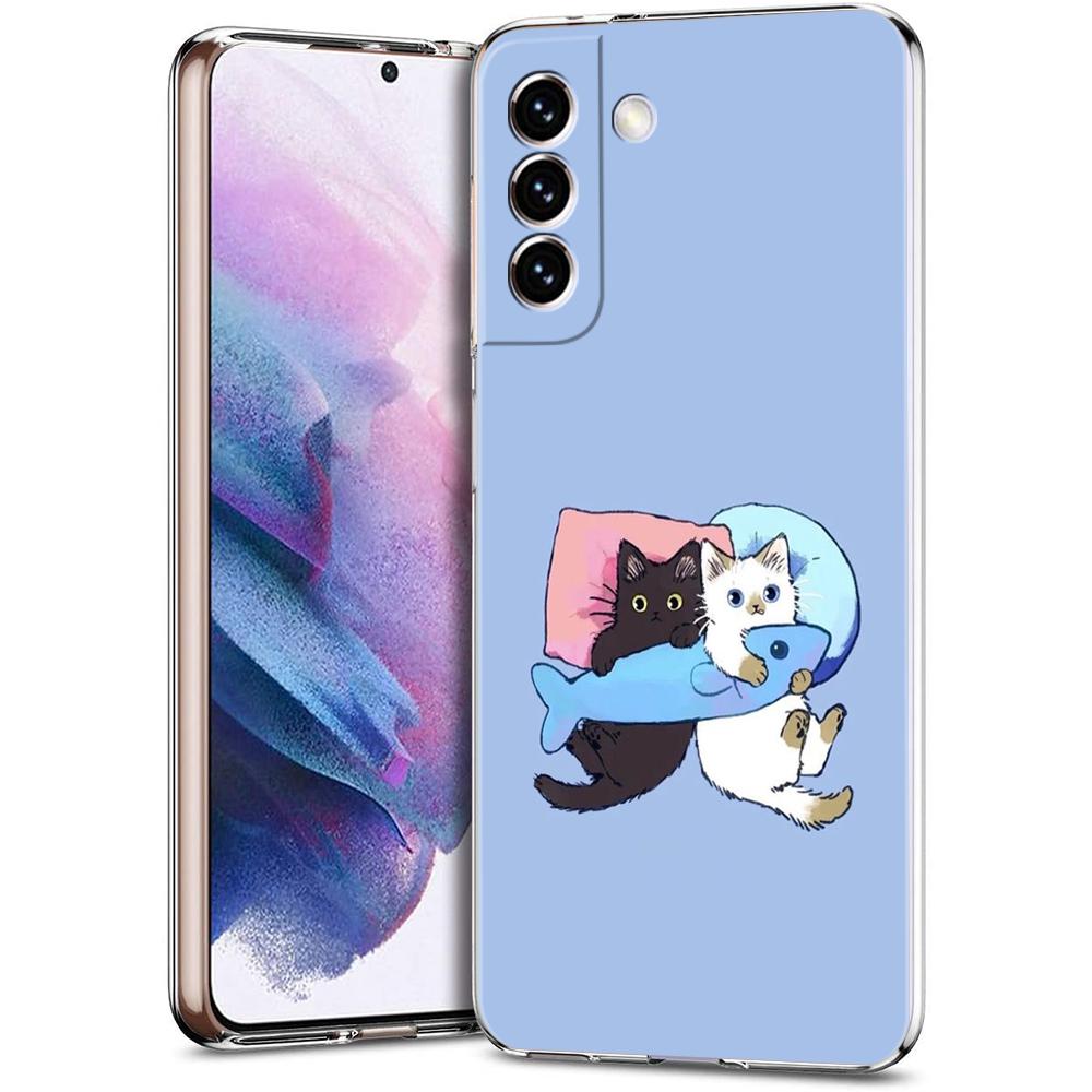 Funny Cat Transparent Cover for Samsung Galaxy S24 S23 S22 S20 S21 FE Ultra S24 S23 S10 S10E S9 S8 Plus 5G Phone Case Bags Capas samsung s9