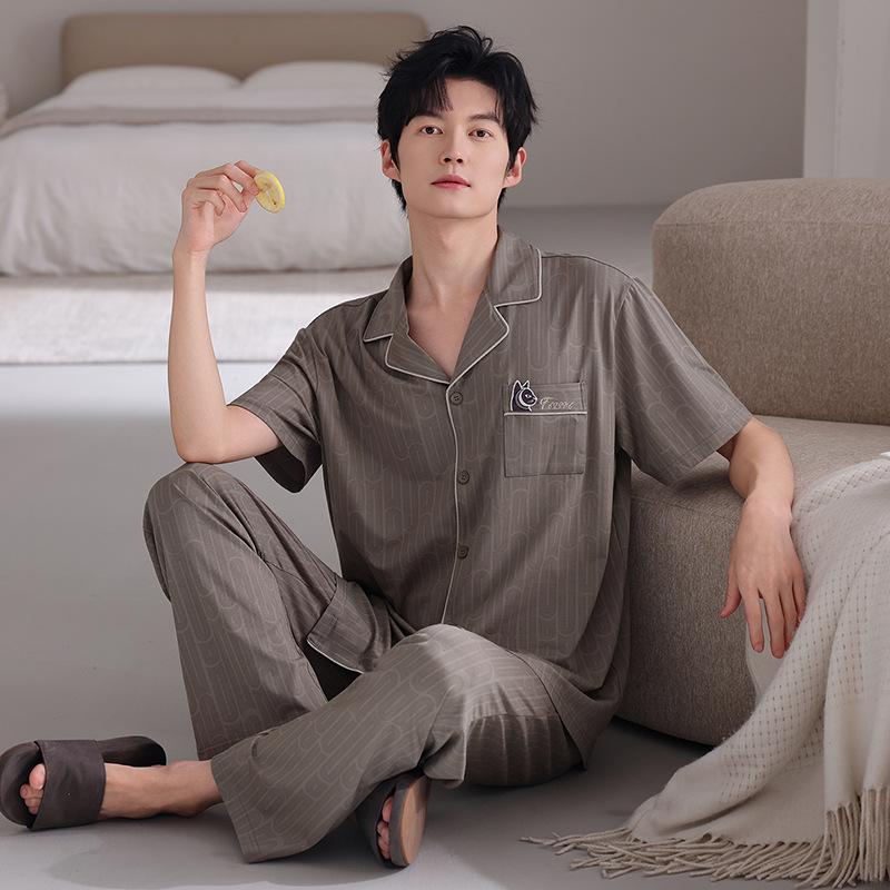 Pajamas Men's Summer Modal Thin Short Sleeve Trousers 1011 New Pullover Loose Youth Homewear Set