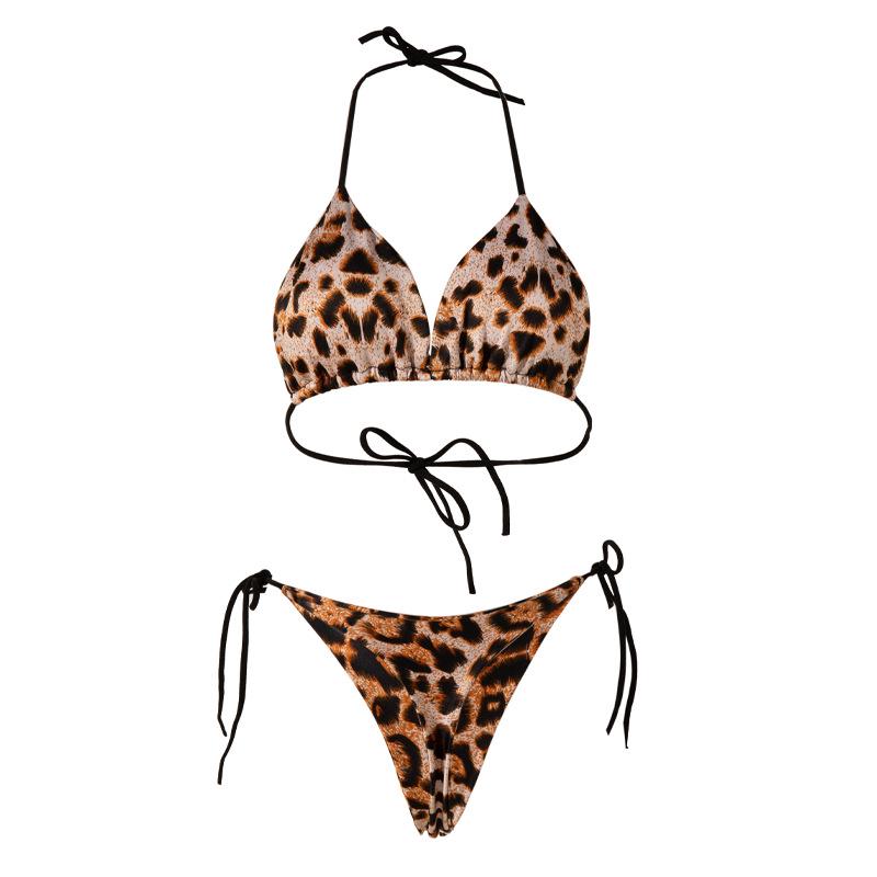 European & American Solid Color Tie-Up Bikini G-string Swimwear