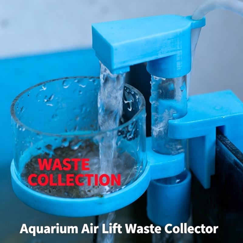Airlifts Fish Waste Collector for Aquarium Maintenance, Clip On Fishtank Cleaner with Mesh Debris Cup Design for Tanks Cleaning