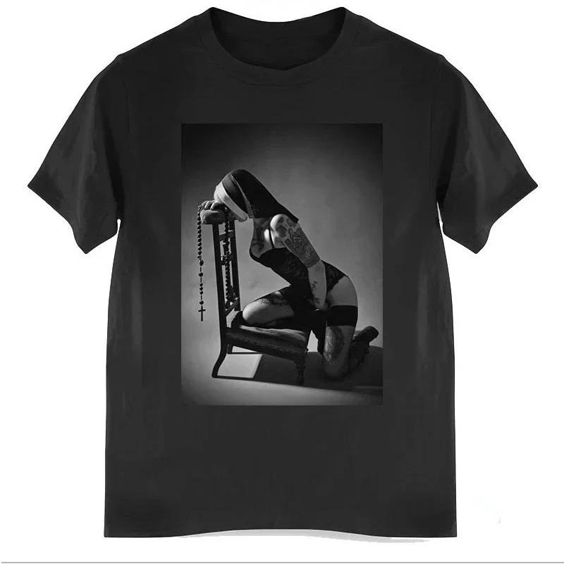 2025 new model Nun _ Nun Smokes Print TShirt Distinctive Play Bowling men Hipster Tees Casual Streetwear Unisex Clothing Summer