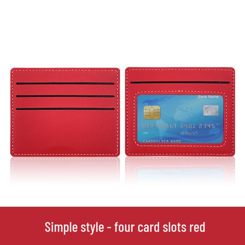 Women's Slim Stitched PU Leather Card Holder with 4 Slots