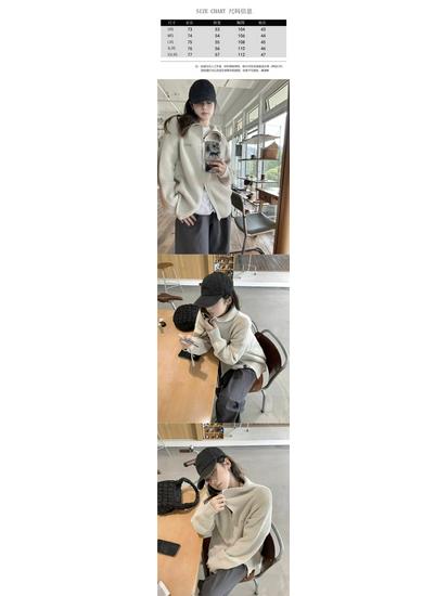 Double Zipper Knitted Cardigan: Retro Hong Kong Style Loose Slimming Women's Hoodie