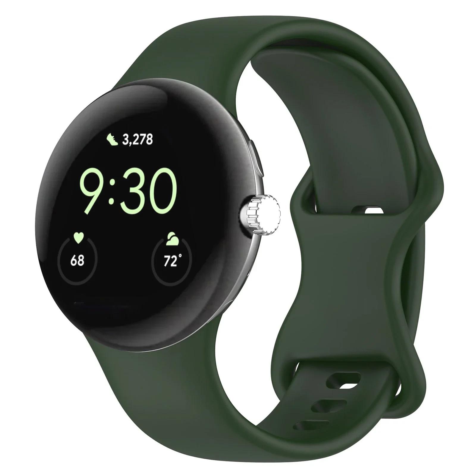 

Силіконовий ремінець без зазору для Google Pixel Watch 2/1 Браслет Correa Аксесуари для смарт-годинника Ремінець для Pixel Watch 3 41mm Спортивний ремінець Pixel Watch 3 41mm темно-зелений колір