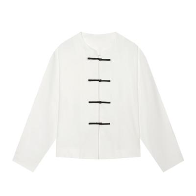 European and American Style, New Women's Clothing, Fashionable, Versatile, Button Details, White Elegant Shirt 0601