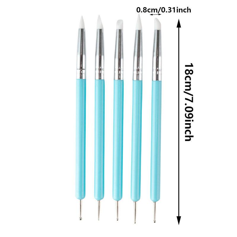 

3mm Silicone Brush Pen Icing Cake Decorating Shaping Fondant Polymer Clay Sculpting Modelling Tool Styling 5pcs/set