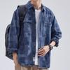 Tooling Shirt Men's Long Sleeves Spring and Autumn New Loose Japanese Trendy Lapel Denim Shirt Japanese Casual Jacket