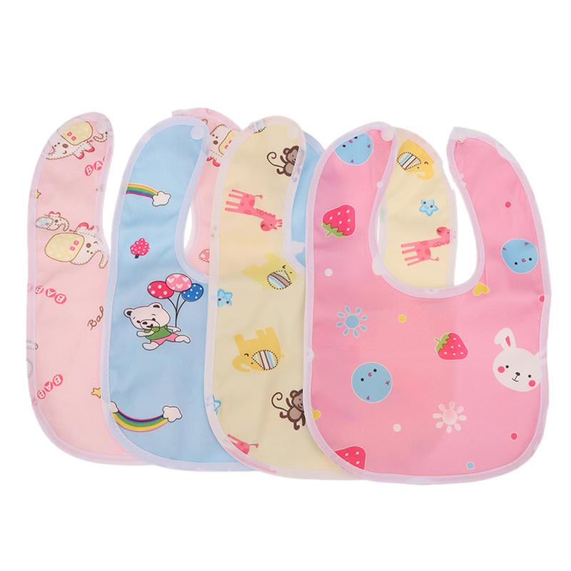 2/5Pcs Baby Cartoon Snap Waterproof Bib Super Soft Baby Bib Newborn Crystal Velvet Saliva Towel