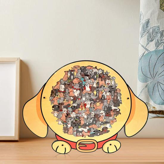 135 Stück/Set Hundeförmiges Holzpuzzle Logiktraining Holz Tierpuzzle Spiel Pädagogisches Schwieriges Puzzle Spielzeug Hundeliebhaber Geschenk