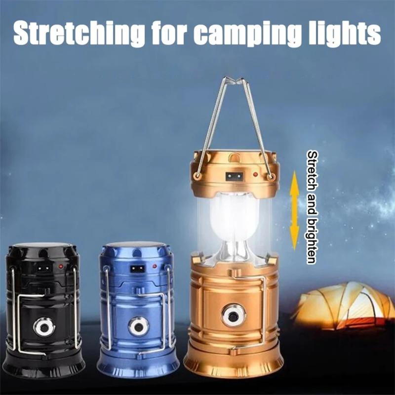 Solar Camping Light Lamp Portable Lantern USB Rechargeable LED Flashlight Waterproof Torch Power Bank For Outdoor Fishing Hiking