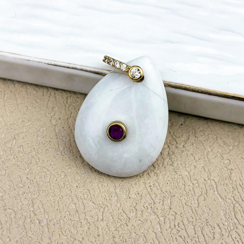 Elegant Rose Quartz Water Drop Pendant with Zircon Accents