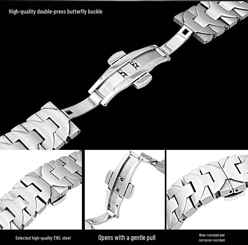 Panerai Watch Strap: Stainless Steel Butterfly Buckle for PAM441/111 and Fat Sea 0359/312.