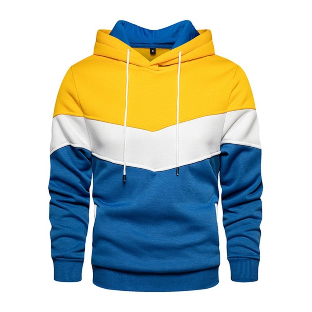 

Мужские толстовки с капюшоном Color Blocking Sweatshirt Мужские толстовки с капюшоном с длинным рукавом Мужские облегающие повседневные спортивные костюмы для мужчин XXL жёлтый