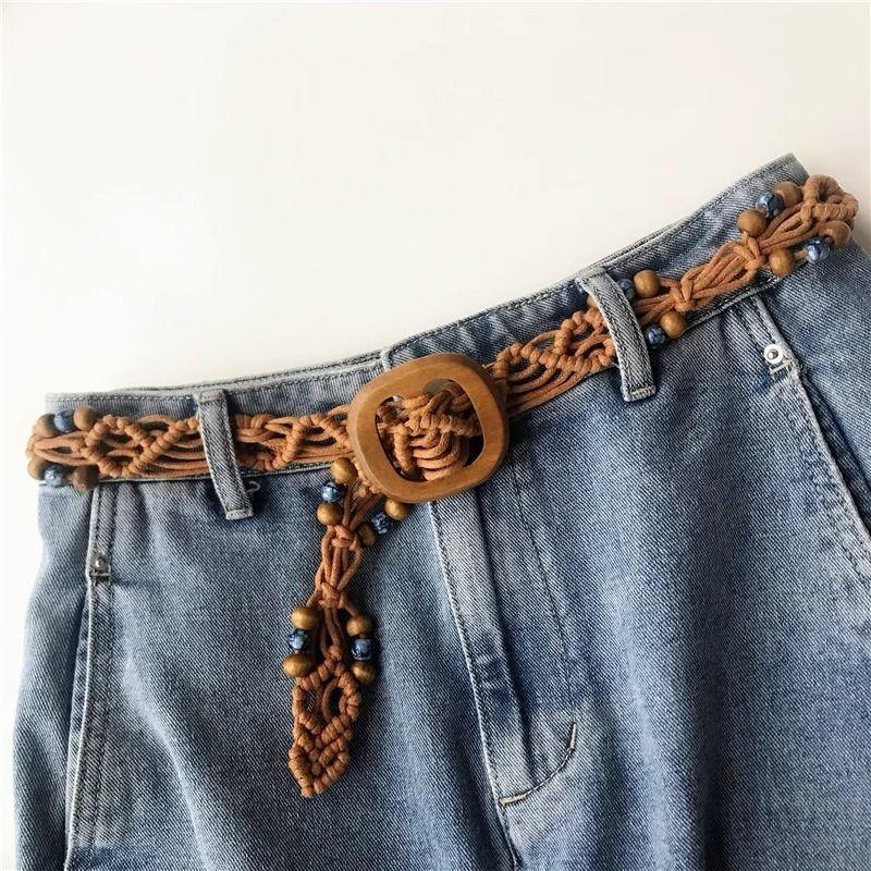 Vintage Handmade Woven Waist Belt For Women Ethnic Style Versatile Dress Accessory