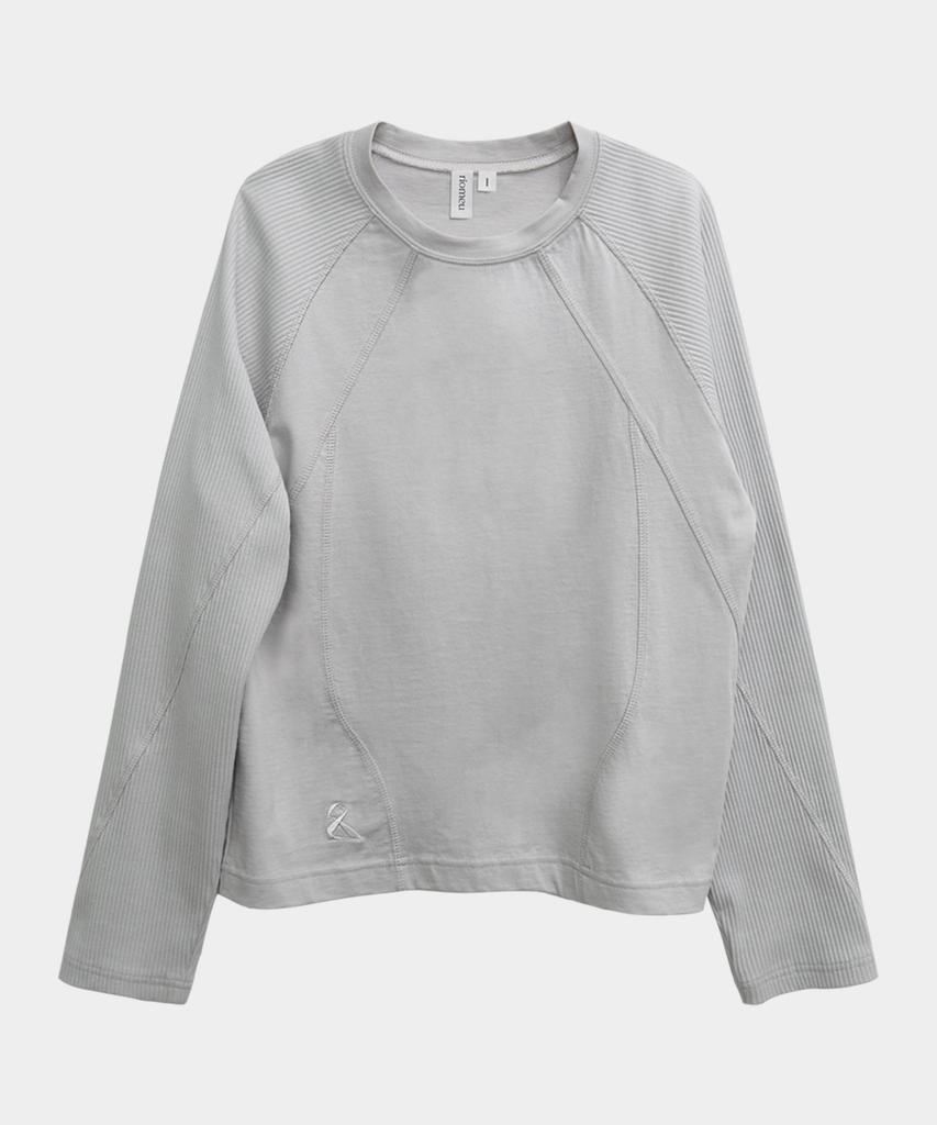 Liomeu Contrast Cut Long Sleeve Tee_Gray : Radiant079