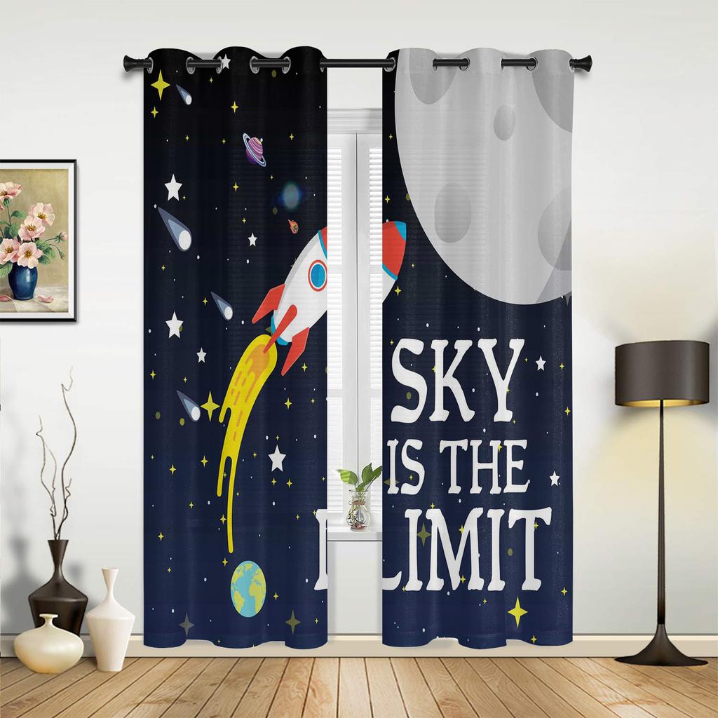 Kosmos Statek Kosmiczny Rakietowy Zasłony do Sypialni Salonu Draperie Kuchnia Pokój Dziecięcy Zasłona Okienna Nowoczesny Wystrój Domu