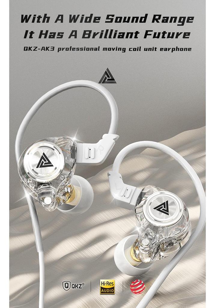 QKZ AK3 Wired In-Ear Earphones - Heavy Bass, In-line Control, Dynamic Driver, Mobile Compatible Earbuds