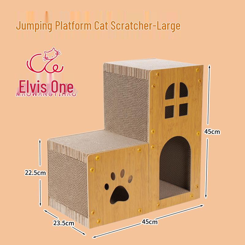 

Кровать-когтеточка для кошек: Двухслойная вилла из гофрированного картона для устойчивой к царапинам игры и отдыха котят. 56x56x30cm