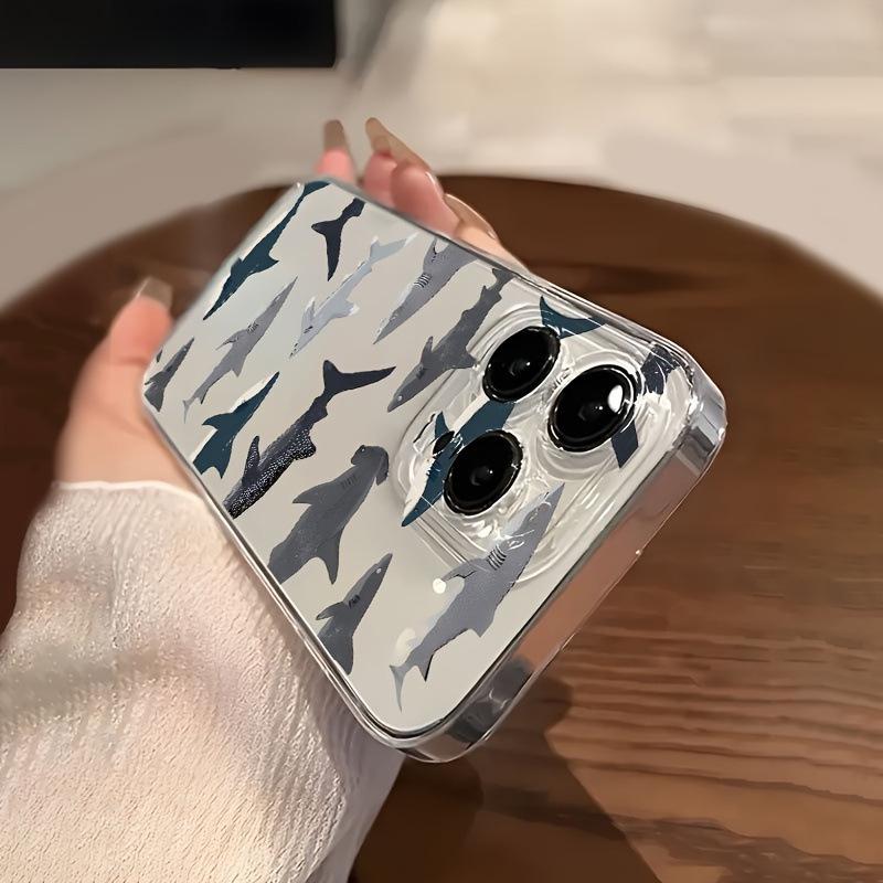 Shark Transparent Phone Case for iPhone 16E/15/14/13/12 Pro Max/11/7 Soft Cover