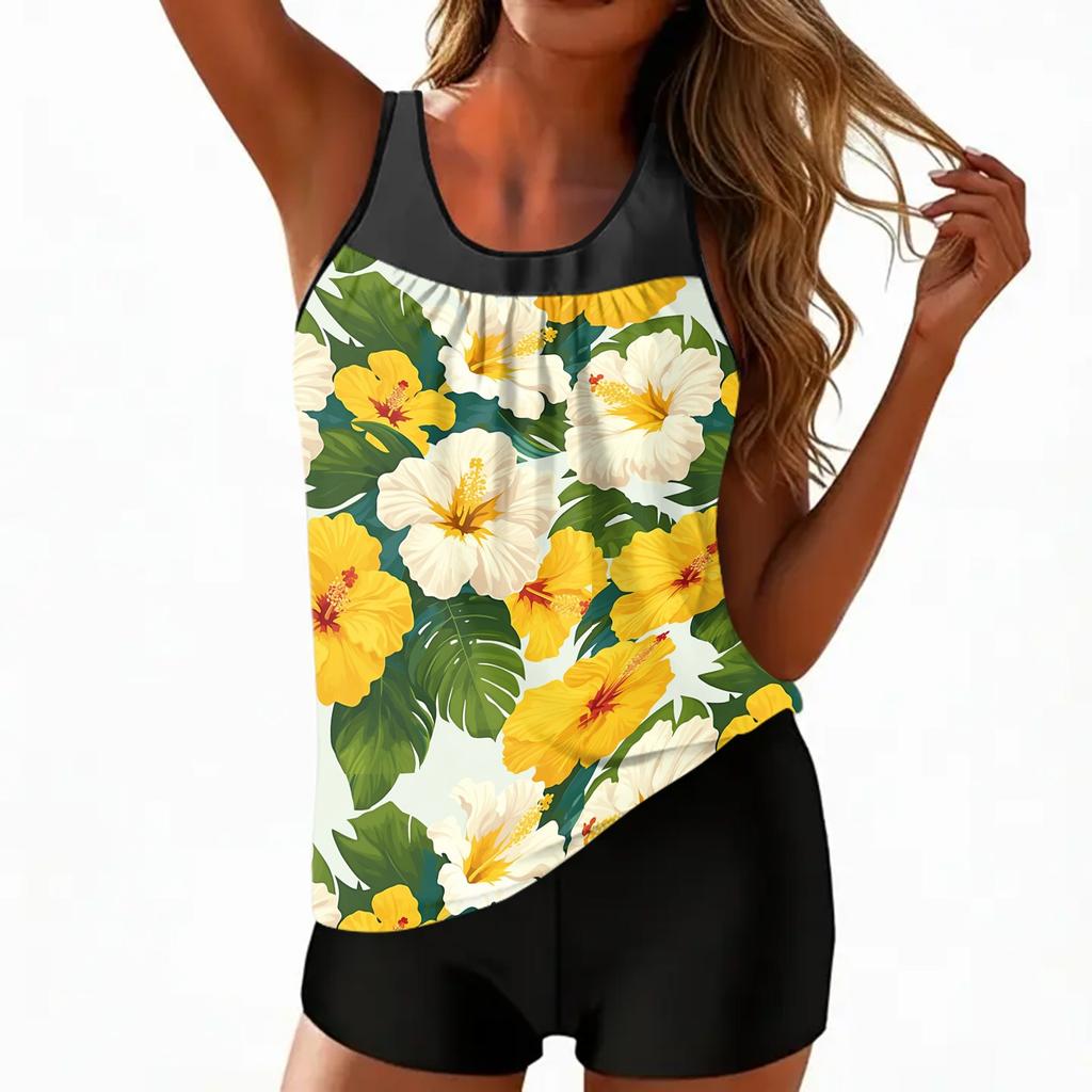 Women's Bohemian Print Split Swimsuit Sport Swimsuit